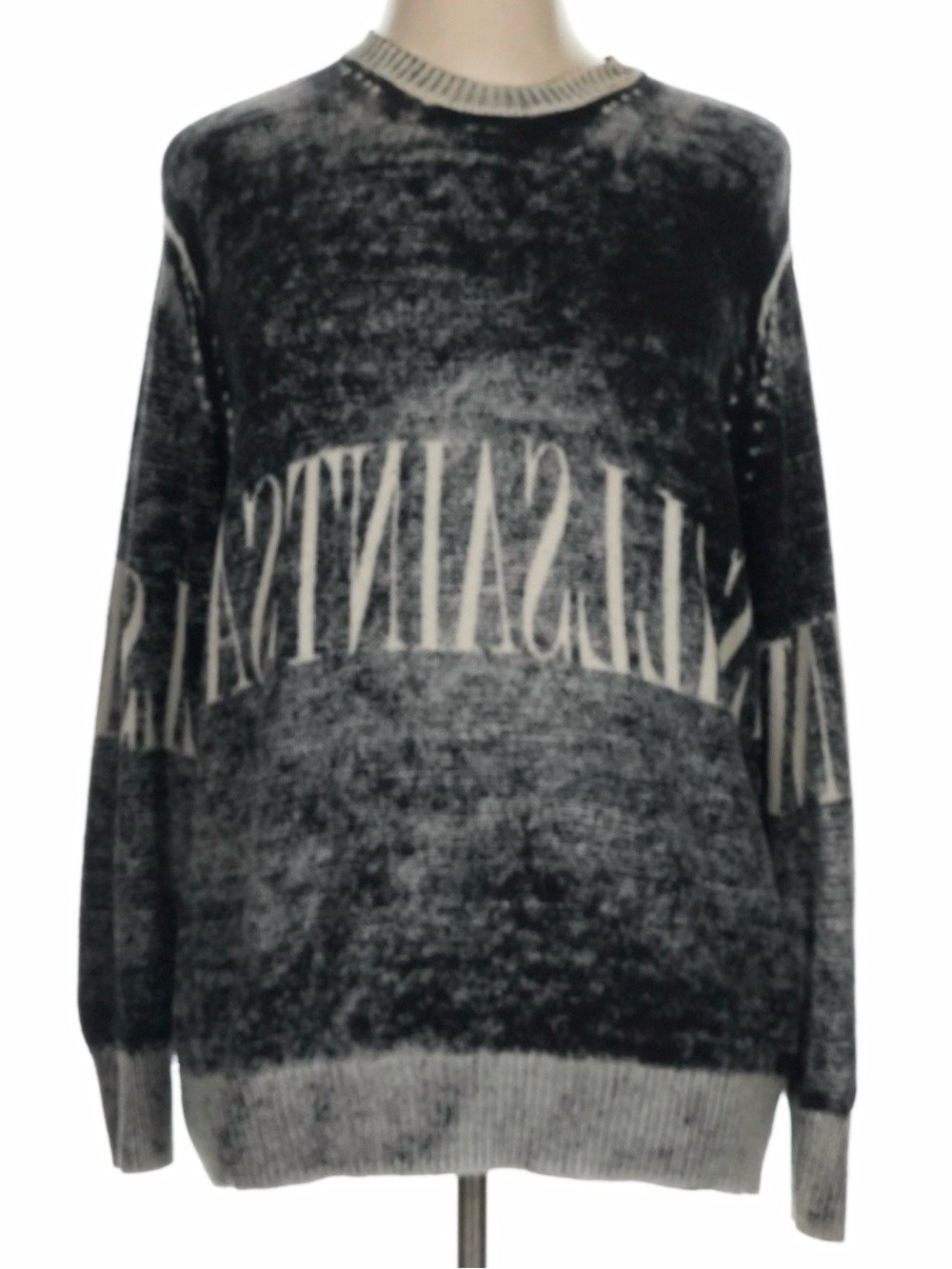All Saints Black & Gray Logo-Fade Crewneck Sweater